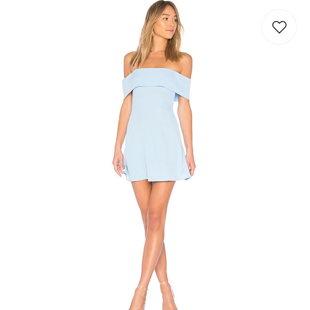 Revolve off the shoulder sky blue homecoming dress
